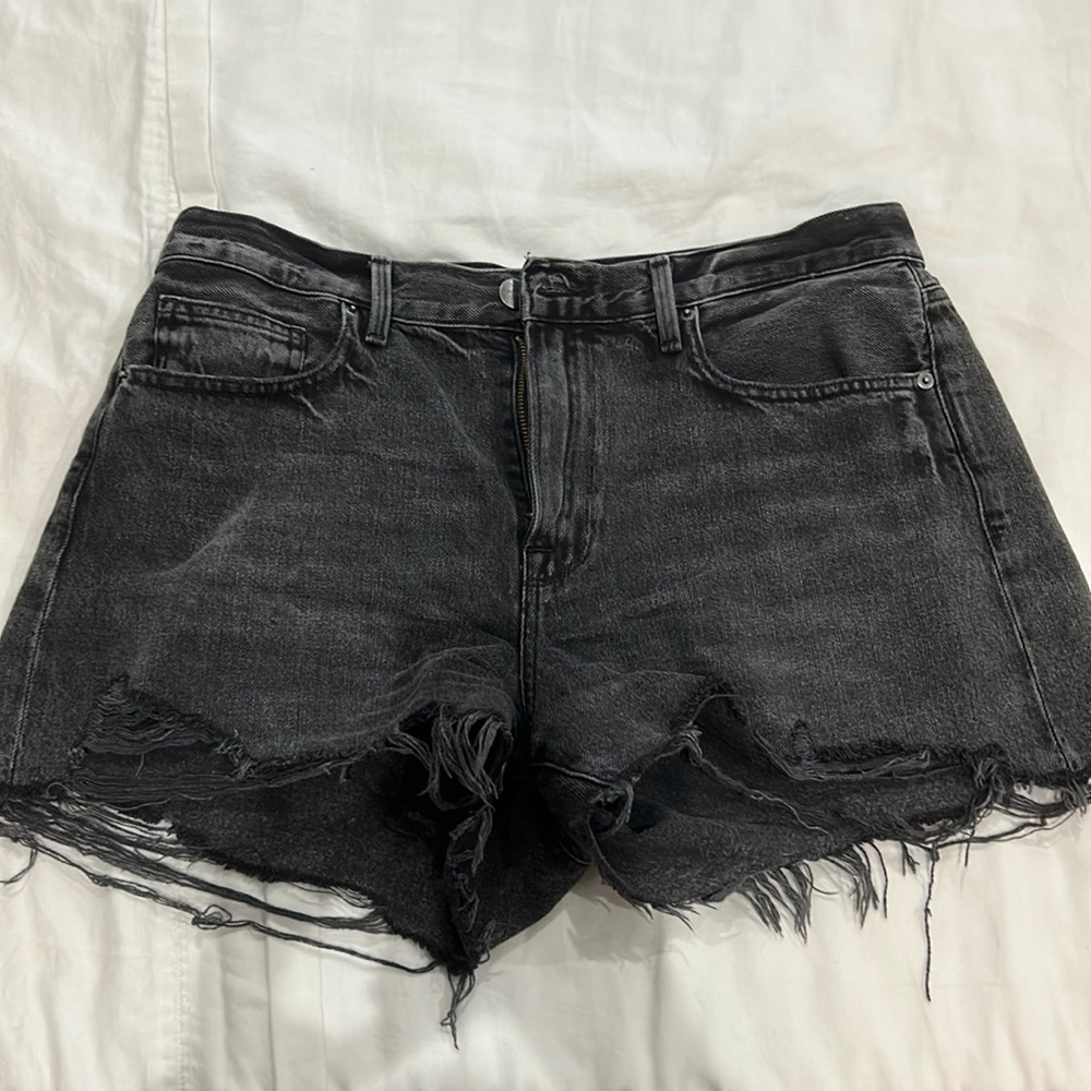 Frame Le Brigette high waist raw edge cutoff denim shorts